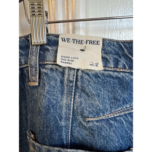 NEW Free People We the Free Good Luck Barrel Jeans Sz 28 - Picture 5 of 12